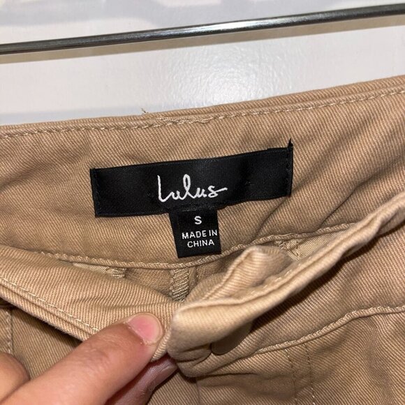 Lulus Womens Wide Leg Cargo Pants Size S Khaki Cotton Blend Casual Wearable With - Picture 4 of 9